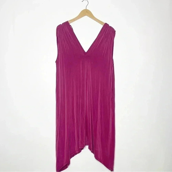Anthropologie Eri Ali Mauve Pink Cupro Relaxed Shirt Dress Size Medium - Picture 3 of 9